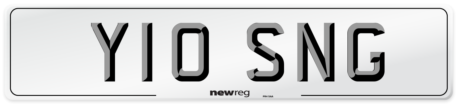 Y10 SNG Number Plate from New Reg